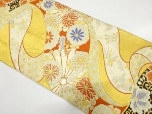 アンティーク　菊に唐草模様織り出し袋帯（材料）